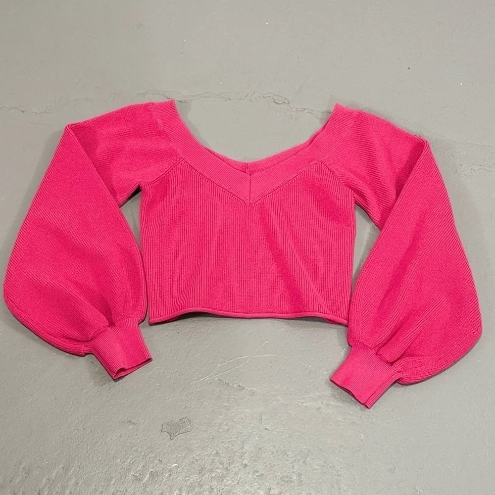 ZARA | Balloon Sleeve Crop Sweater